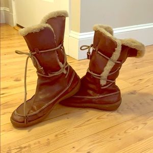 Camper Boots Brown Leather Fur Lined US 9